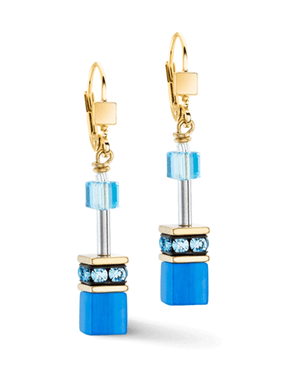Coeur de Lion GeoCUBE® Iconic Mono Gold earrings turquoise 4020/20-0600