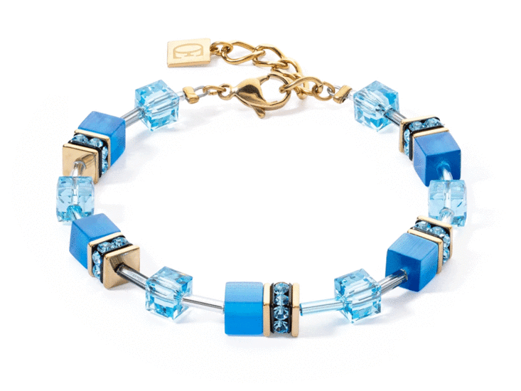 Coeur de Lion GeoCUBE® Iconic Mono Gold Bracelet Turquoise 4020/30-0600