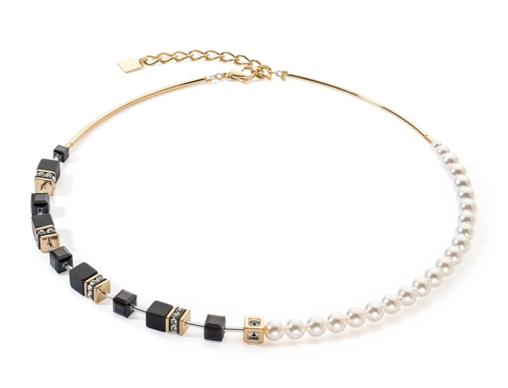 Coeur de Lion GeoCUBE® Precious Fusion Pearls necklace black-gold 5086/10-1316