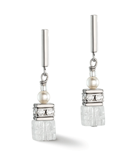 Coeur de Lion GeoCUBE® Precious Fusion Pearls Earrings White 5086/21-1400