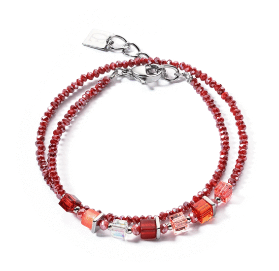 Coeur de Lion Joyful Colours Wrap Bracelet Silver Red 4564/30-0300