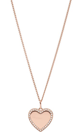 FOSSIL Be Mine Rose Gold-Tone Stainless Steel Pendant Necklace JF03362791