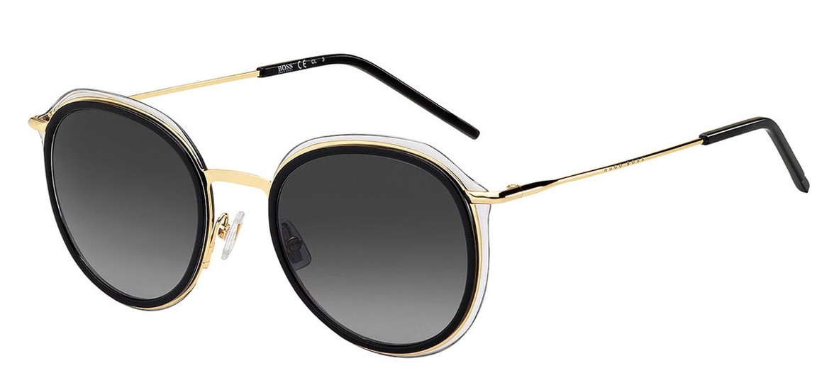 Hugo Boss Hybrid Sunglasses in Gold-tone Metal and Black Acetate 1276/S 2M2/9O