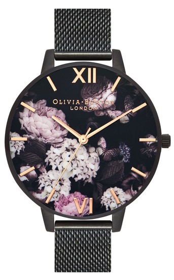 Olivia Burton Signature Florals Black Mesh Watch OB16AD35