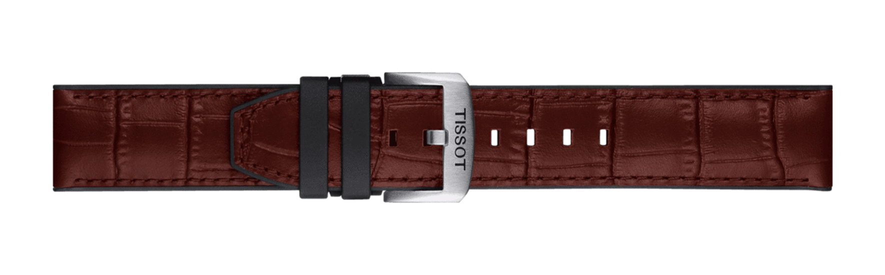 TISSOT T852.046.767 OFFICIAL BROWN LEATHER AND RUBBER PARTS STRAP LUGS 22 MM