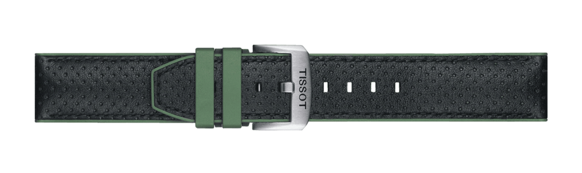 TISSOT T852.046.787 OFFICIAL GREEN LEATHER AND RUBBER STRAP LUGS 22 MM