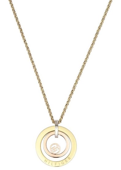 TOMMY HILFIGER TRIPLE-TONE ROSE GOLD-PLATED LOOP NECKLACE 2780537