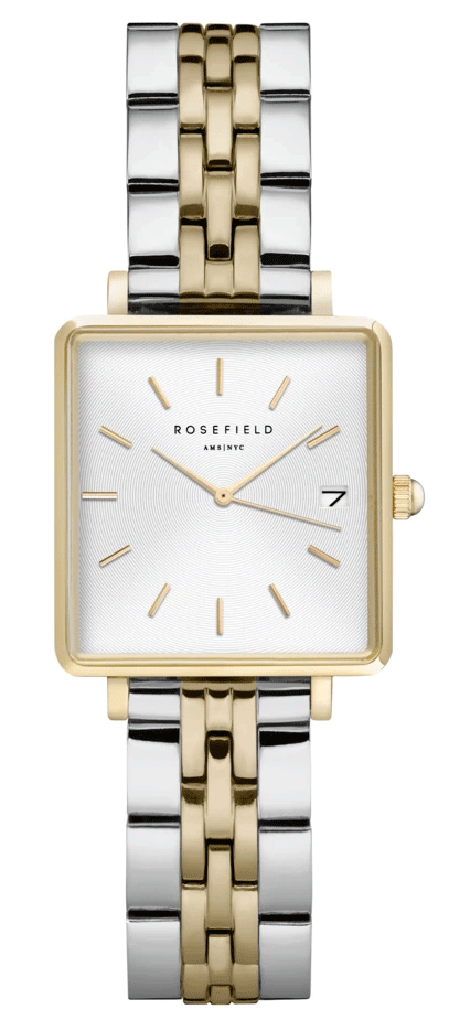 ROSEFIELD The Boxy XS Silver Sunray Silver Gold Duo 22mm QMWSSG-Q023