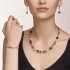 Coeur de Lion Necklace GeoCUBE® Big Gemstones, Swarovski® Crystals & stainless steel rose gold brown 5059/10-1100