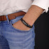 INTERTWINED BLACK-BROWN LEATHER BRACELET WITH BLACK STAINLESS STEEL PARTS BY MENVARD MV1026